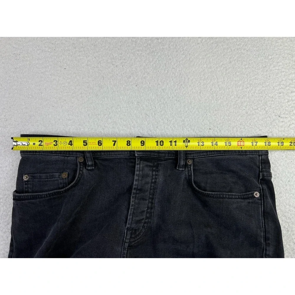 Acne Studios River Used Blk Jeans Mens 34x32 Black Slim Tapered Stretch‎ Denim